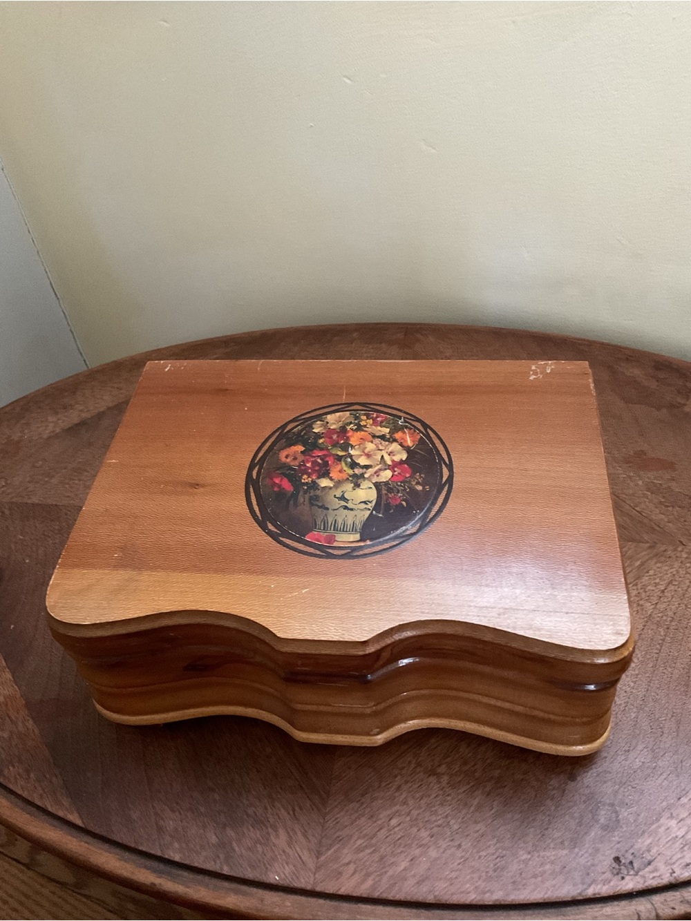 Wooden Decorative Keepsake Box with Floral decoupage design vintage